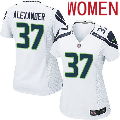 Women Seattle Seahawks #37 Shaun Alexander Nike White Game NFL Jersey